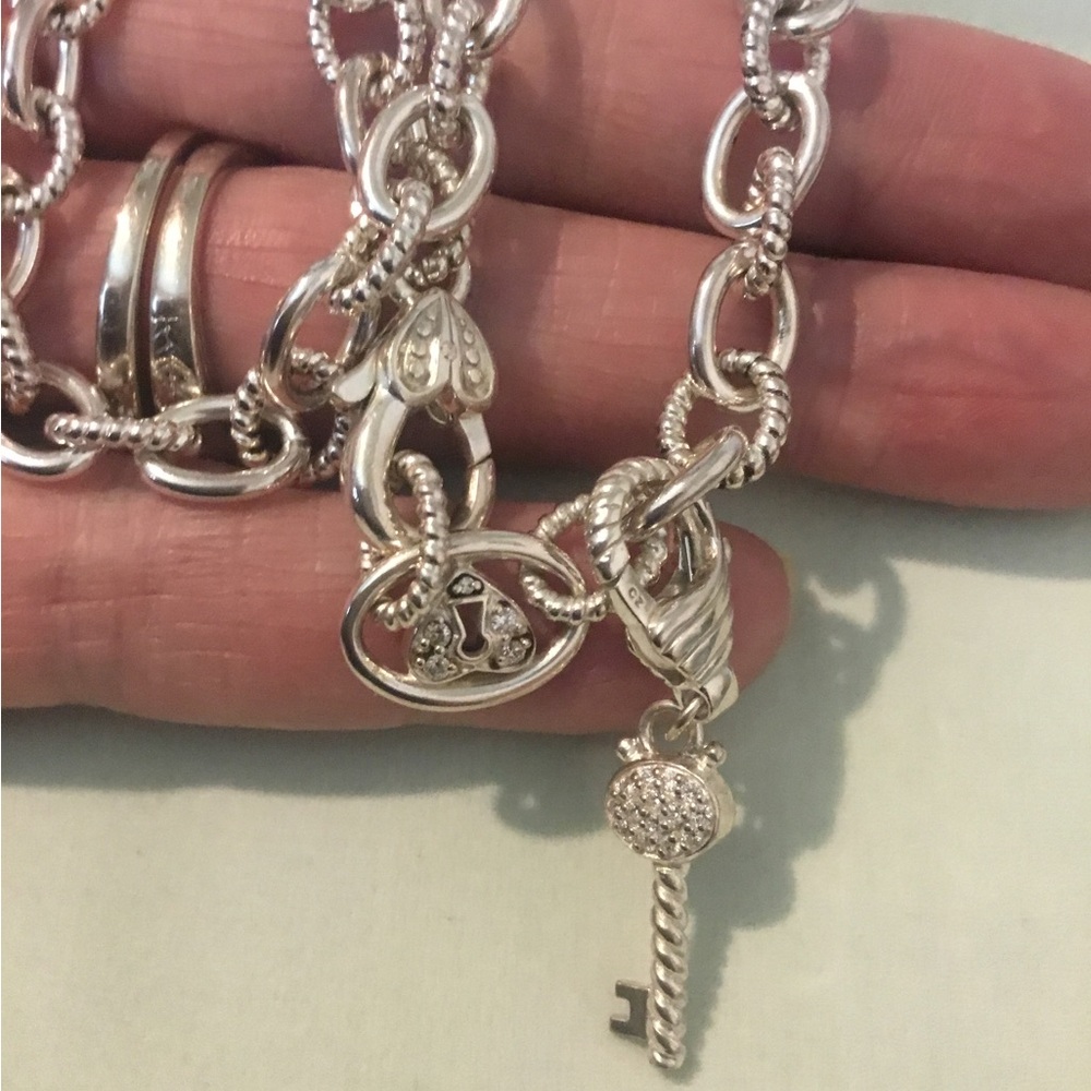 Vintage Judith Ripka Sterling Silver Key To My Heart Diamonique Necklace - Picture 6 of 12